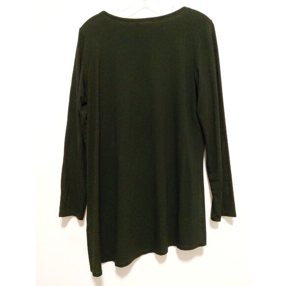 Eileen Fisher Tunic Top Asymmetrical Hem Long Sleeves Petite Large Black - Picture 5 of 7